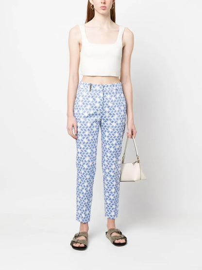 Geometric-Print Slim Trousers