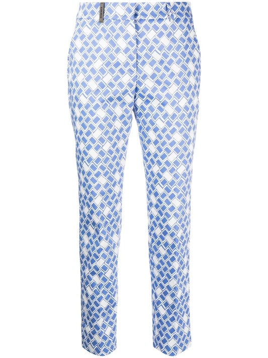 Geometric-Print Slim Trousers