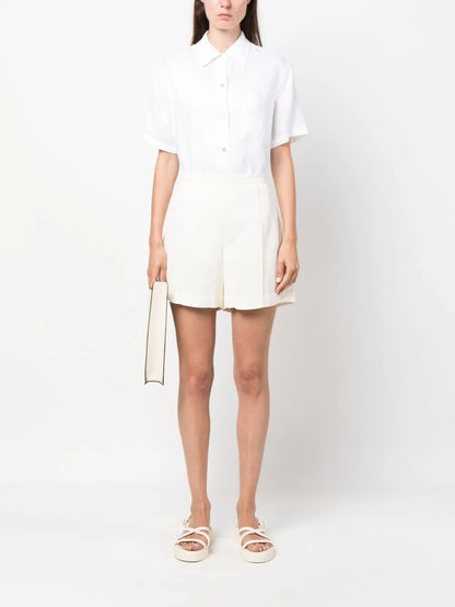 High-Waisted Pressed-Crease Shorts