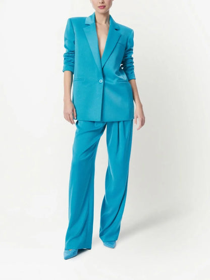 Shan Padded-Shoulder Rolled-Sleeve Blazer