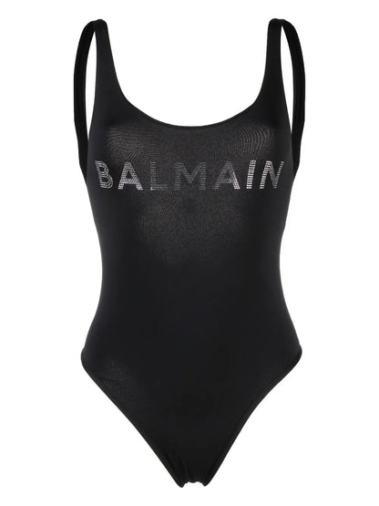 Stud-Logo U-Neck Swimsuit