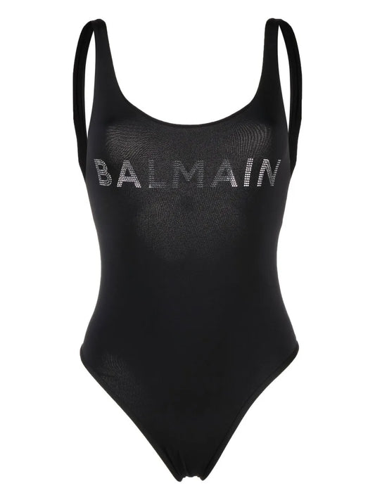 Stud-Logo U-Neck Swimsuit