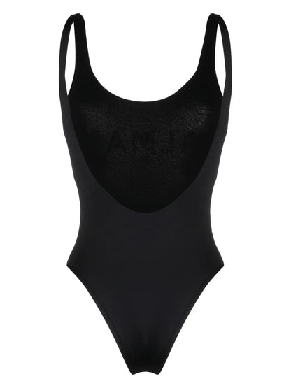 Stud-Logo U-Neck Swimsuit