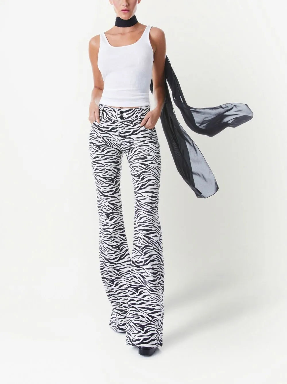 Stacey Zebra-Print Flared Jeans