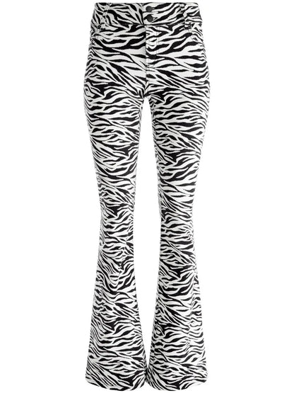 Stacey Zebra-Print Flared Jeans