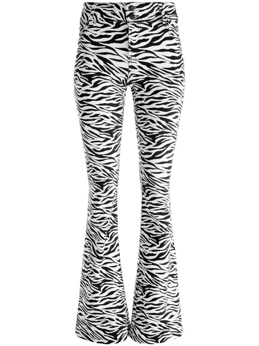 Stacey Zebra-Print Flared Jeans