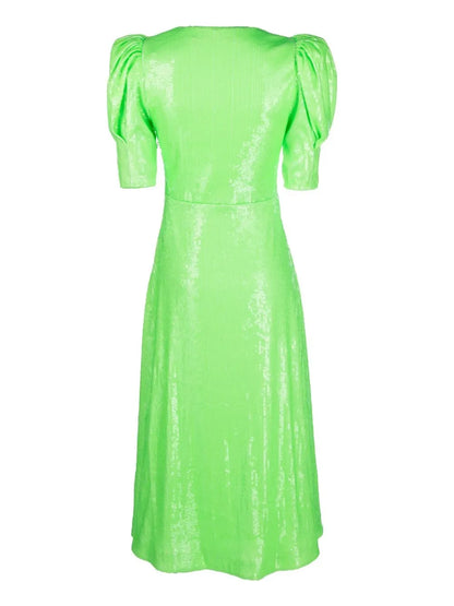 Sequinned V-Neck Midi Dress