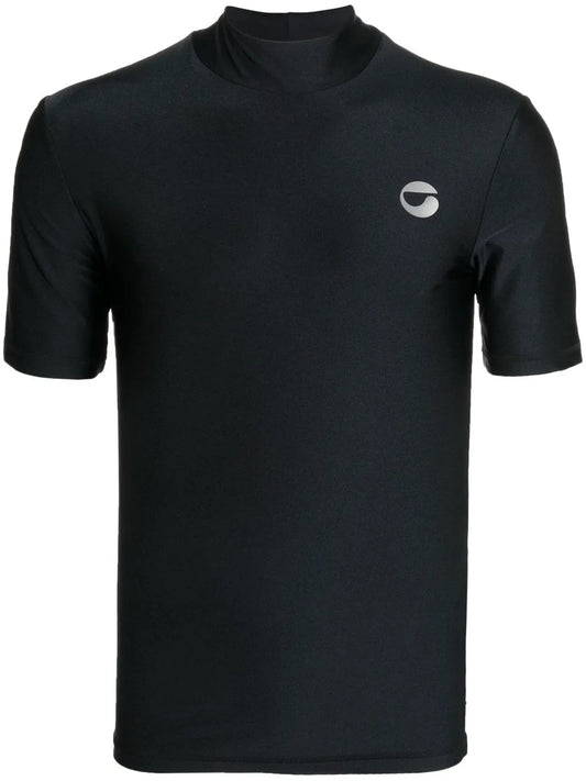 Logo-Print Mock Neck T-Shirt