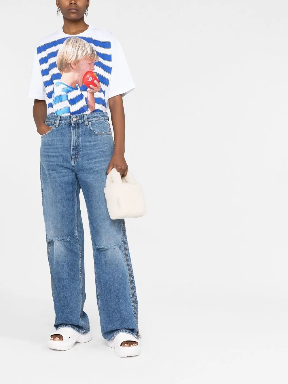 Zip-Detail Straight-Leg Jeans