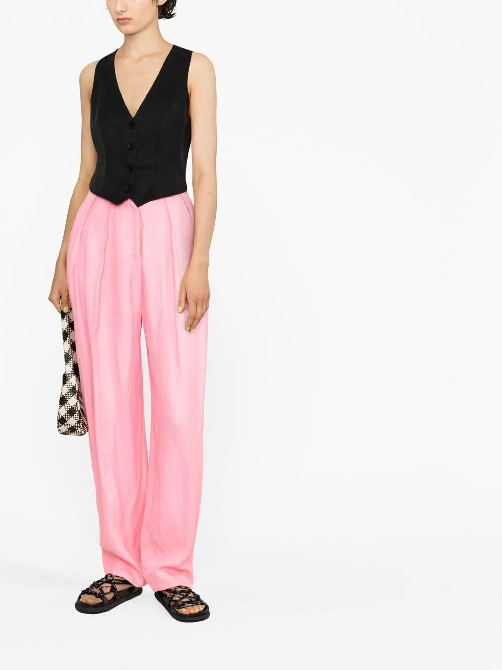 Pleated Wide-Leg Trousers