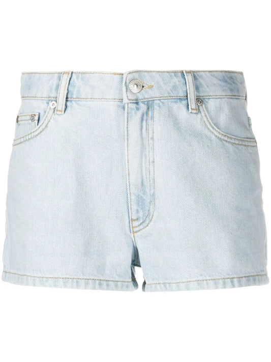 Embroidered-Logo Denim Shorts