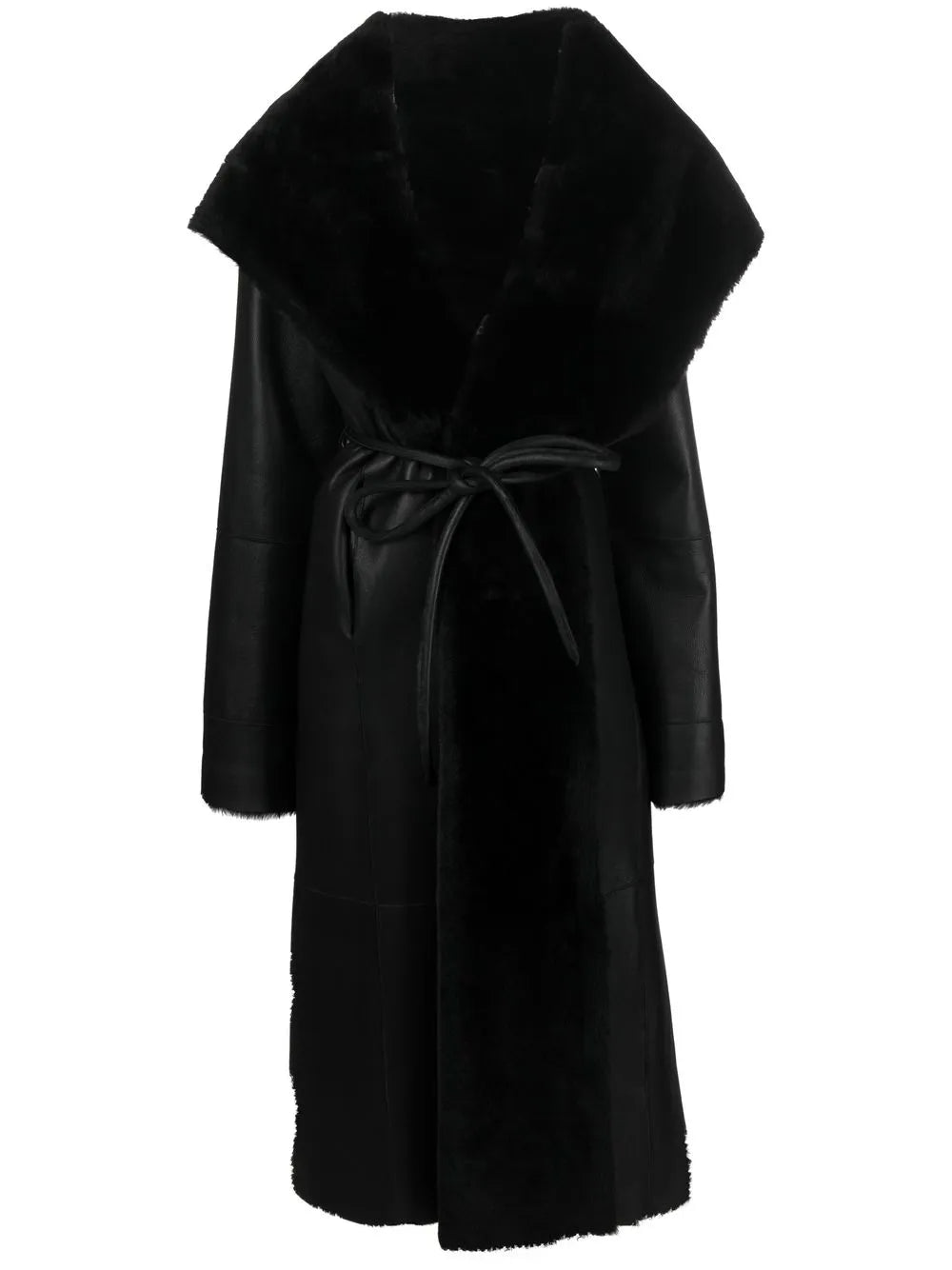 Tie-Front Sheepskin Coat
