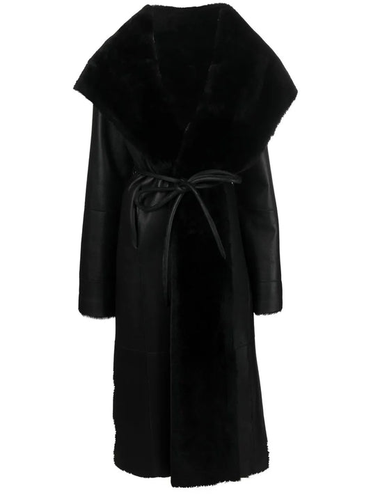 Tie-Front Sheepskin Coat
