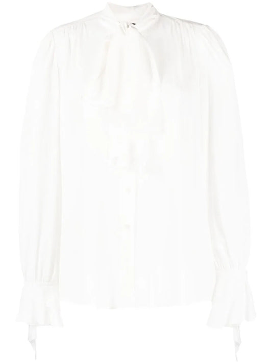 Bow-Detail Draped Shirt