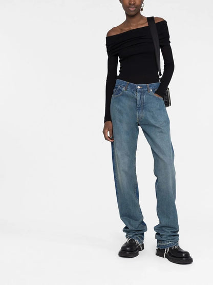 Ribbed-Knit Off-Shoulder Top
