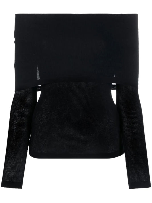 Ribbed-Knit Off-Shoulder Top