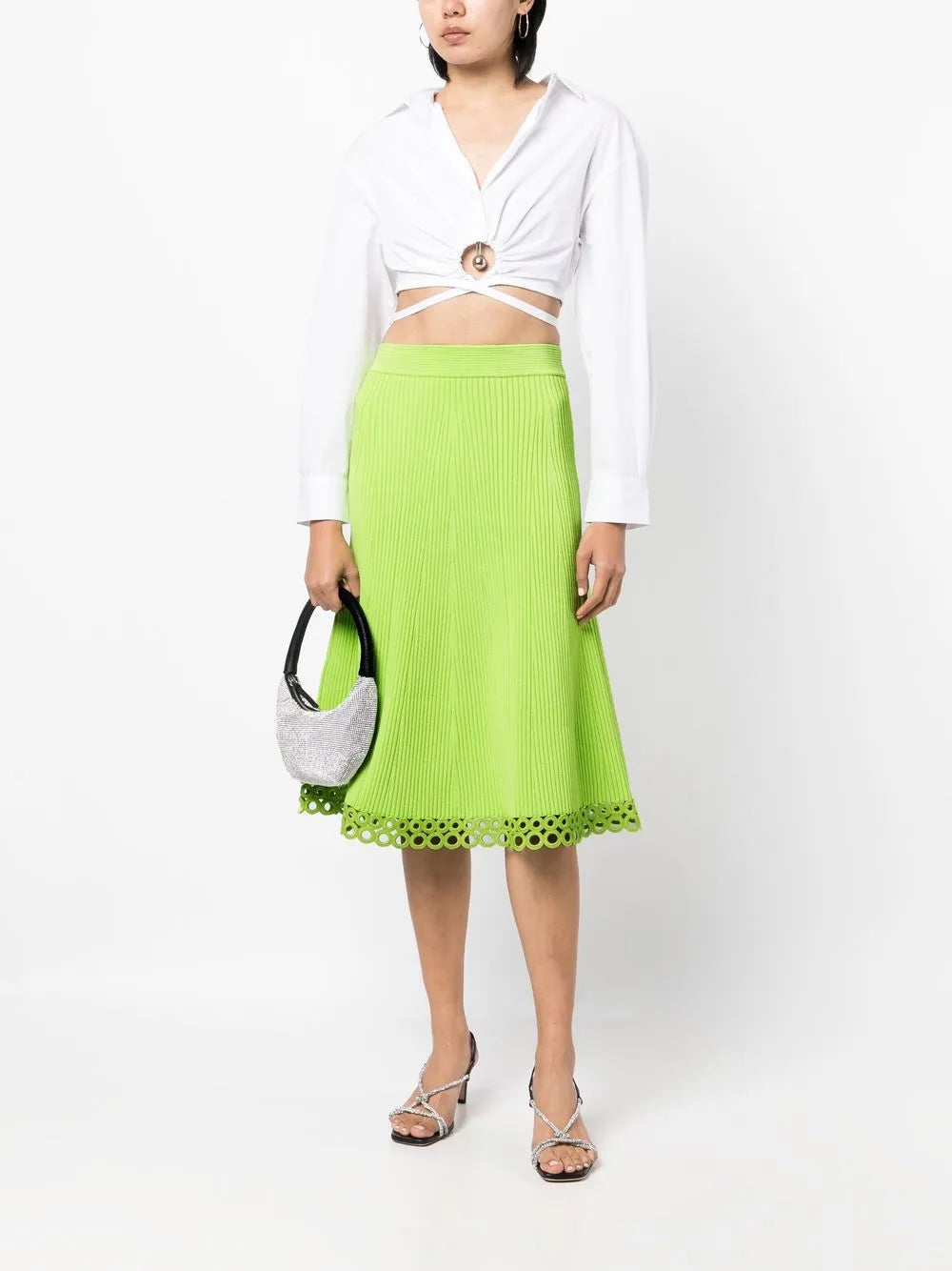 A-Line Ribbed Midi Skirt