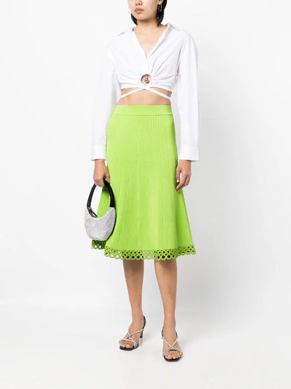 A-Line Ribbed Midi Skirt