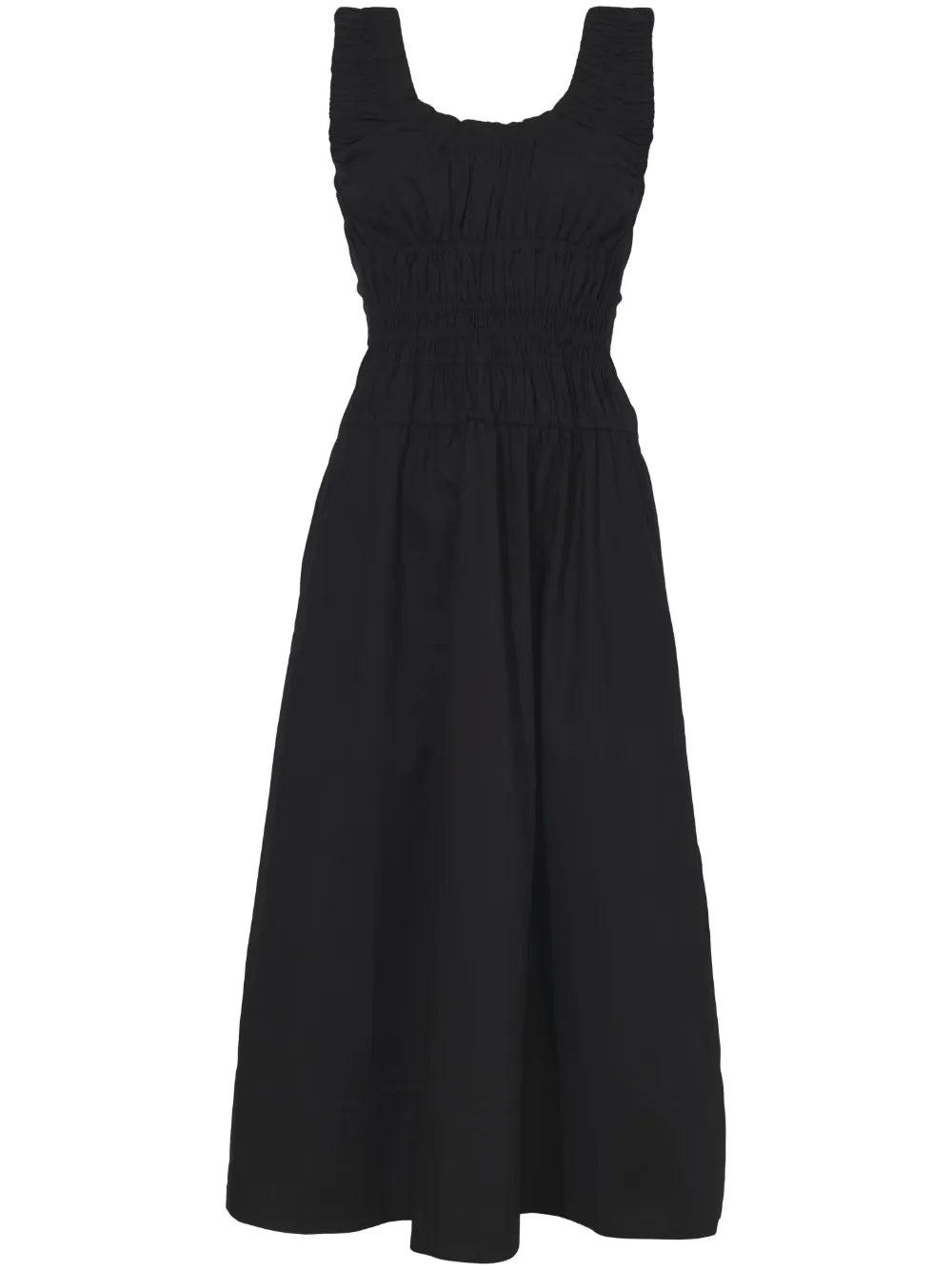 Gathered Poplin Midi Dress