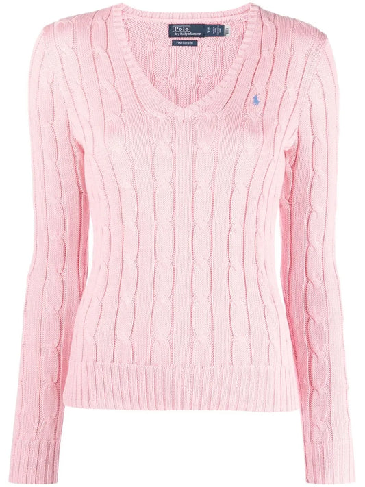 Embroidered-Logo Cable-Knit Jumper