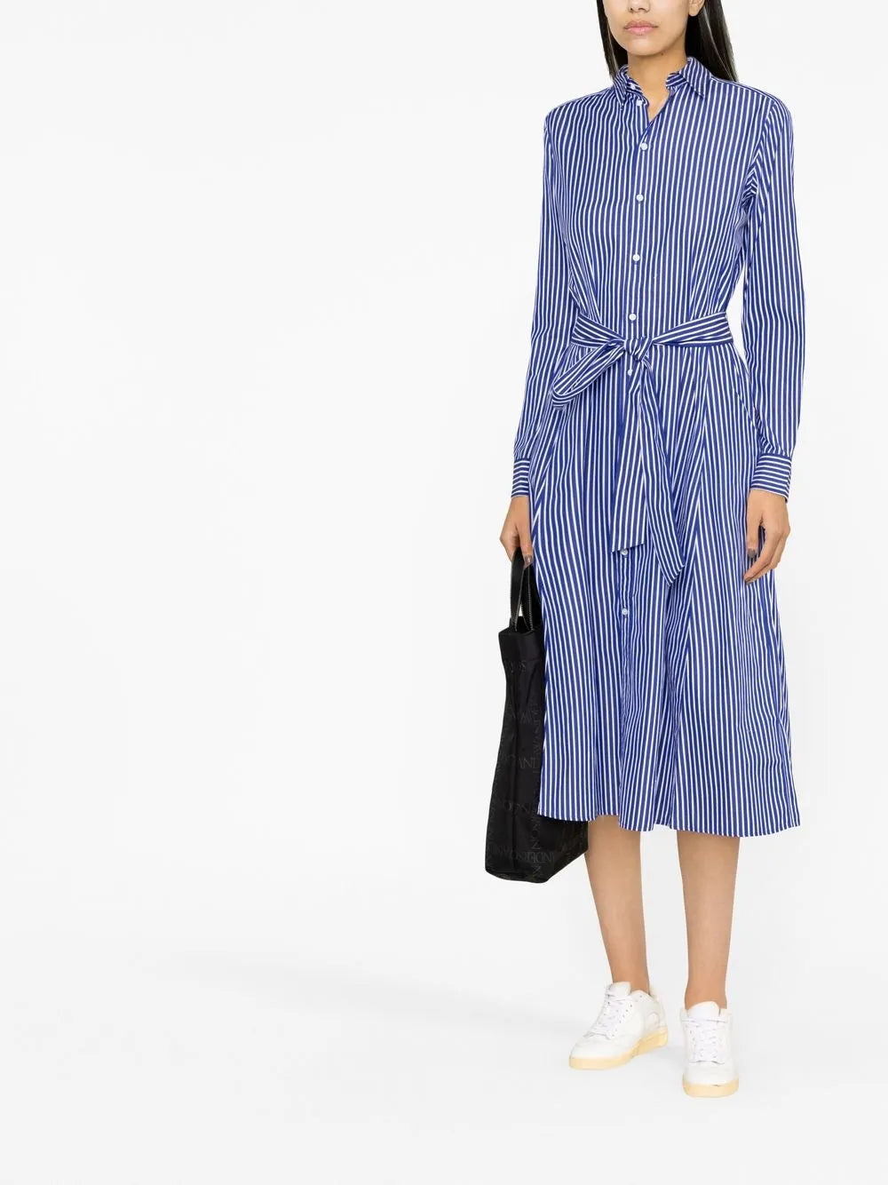 Striped Belted Shirt Dress