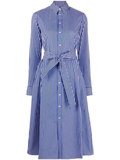 Striped Belted Shirt Dress