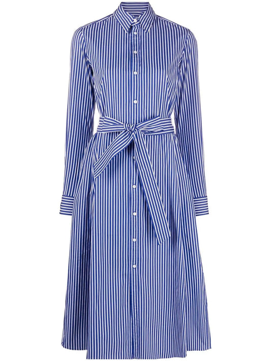 Striped Belted Shirt Dress