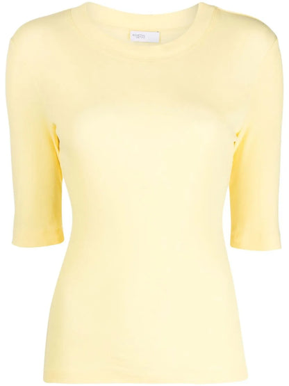 Cropped-Sleeve Crew-Neck T-Shirt