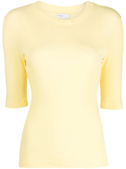 Cropped-Sleeve Crew-Neck T-Shirt