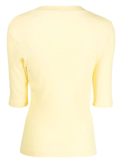 Cropped-Sleeve Crew-Neck T-Shirt