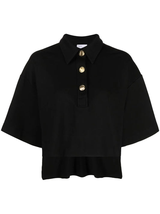 Cropped Short-Sleeve Polo Top