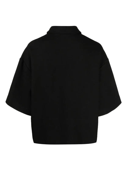 Cropped Short-Sleeve Polo Top