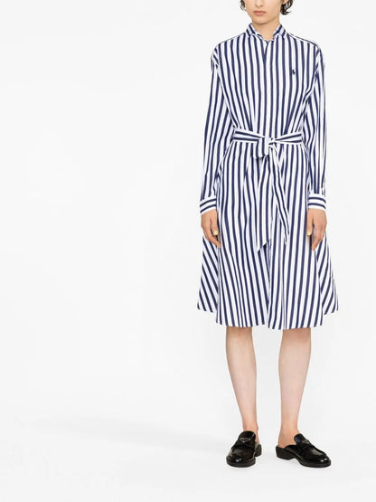 Long-Sleeve Striped Shirt Dress