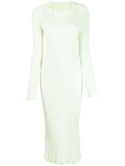 Long-Sleeved Ribbed Polo Dress