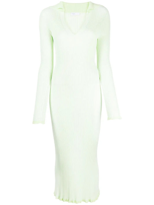 Long-Sleeved Ribbed Polo Dress