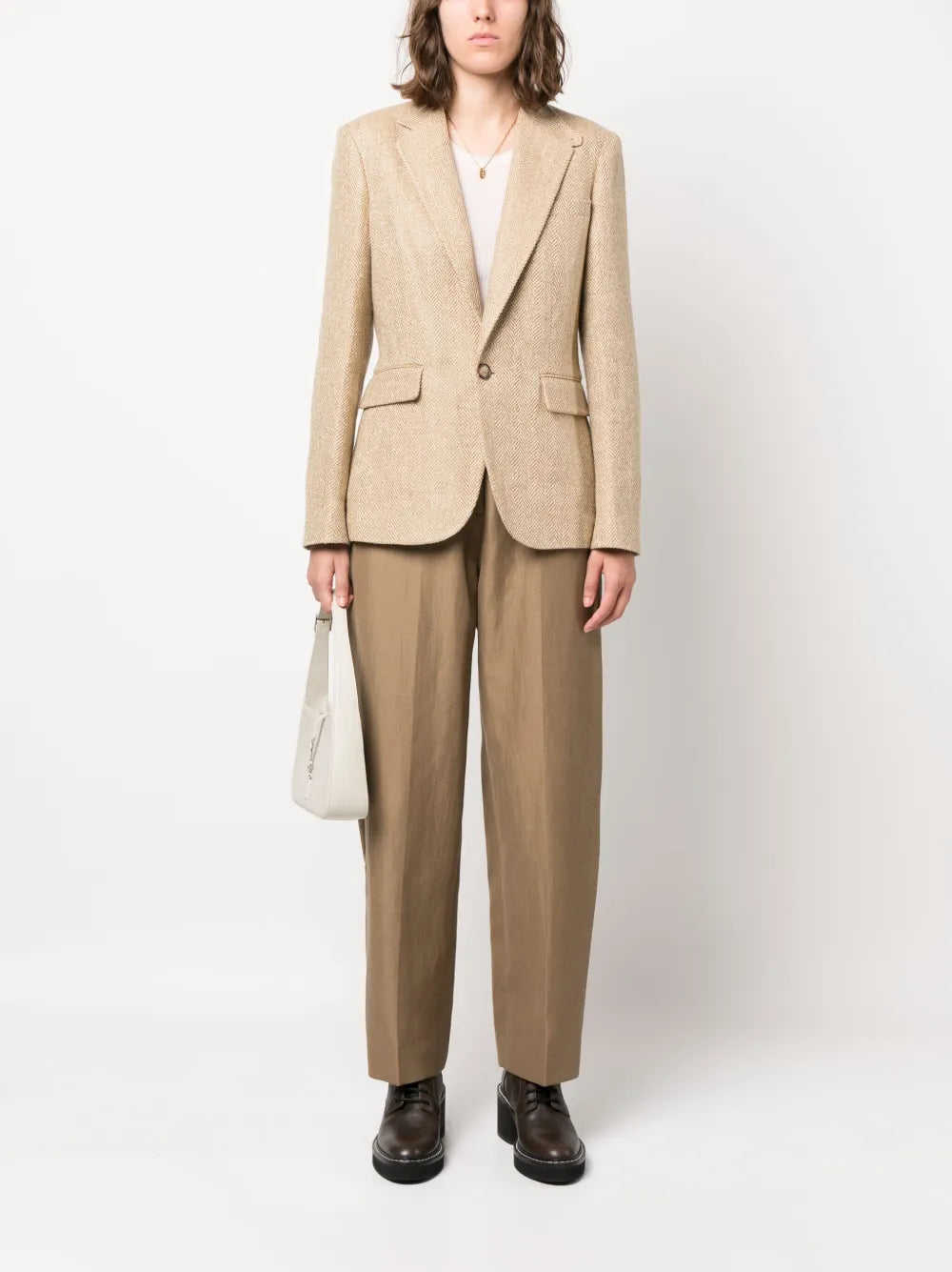 Kayli Single-Breasted Herringbone Blazer