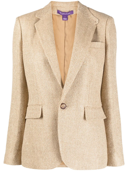 Kayli Single-Breasted Herringbone Blazer