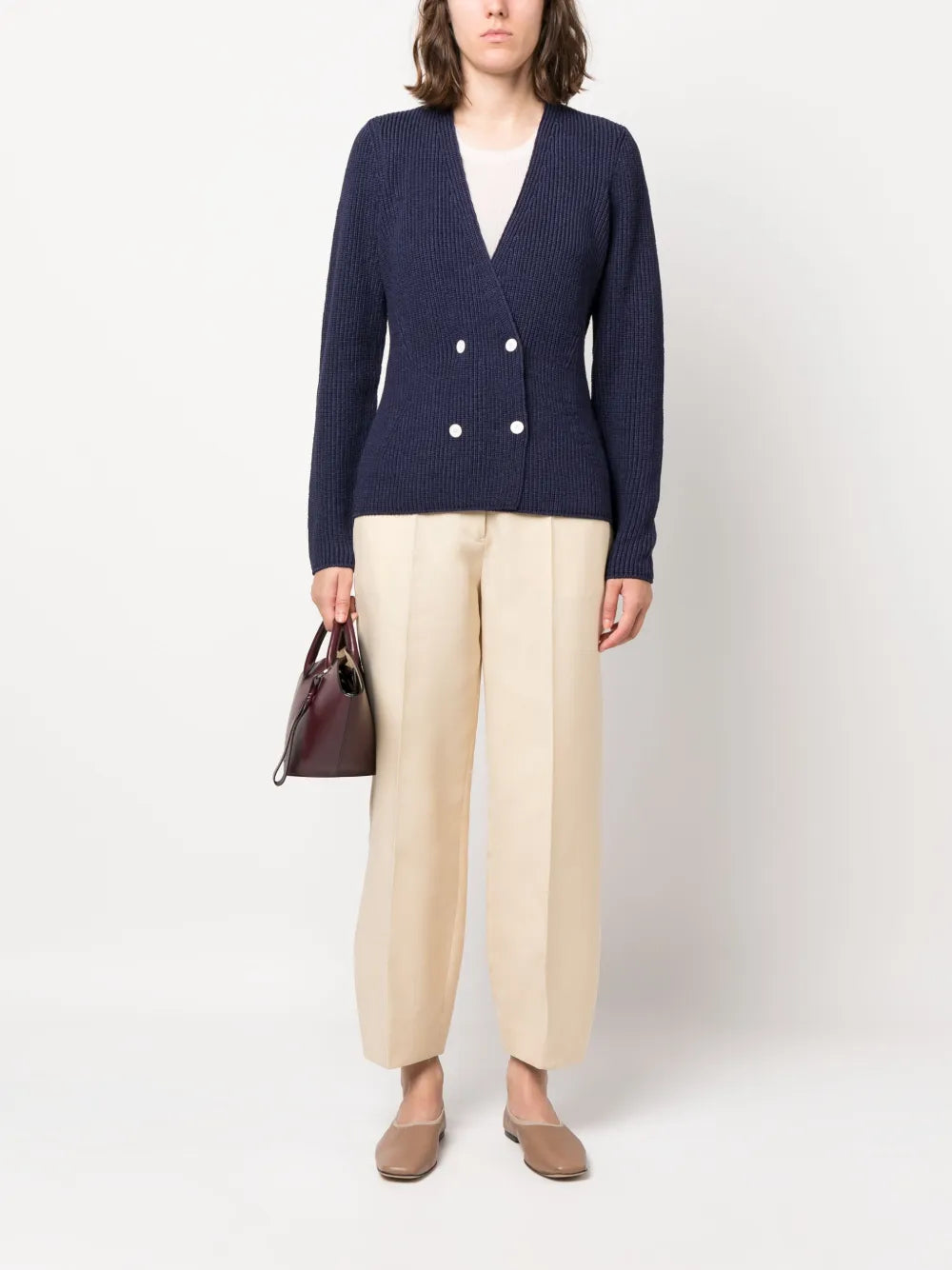 Double Breasted V-Neck Cardigan