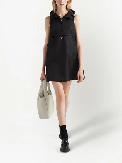 Triangle Logo Hooded Minidress