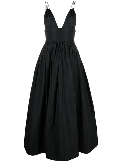 V-Neck A-Line Midi Dress