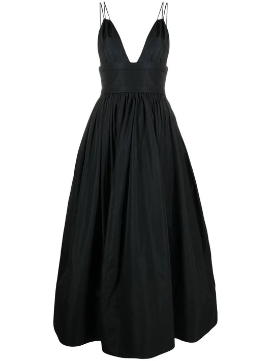 V-Neck A-Line Midi Dress