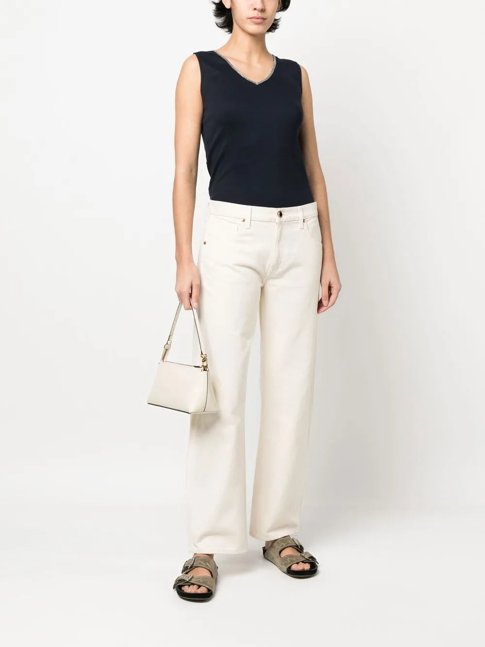 Bead-Embellished V-Neck Tank Top