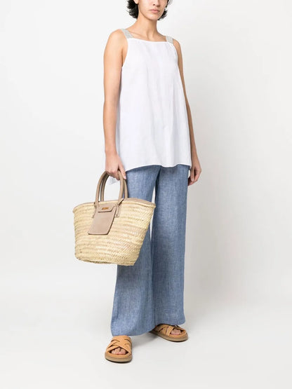 Metallic Strap Linen Top