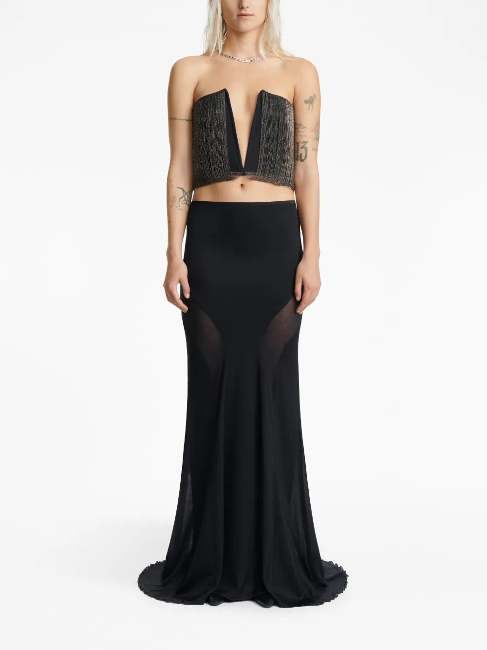 Beaded Plunge Tank Top