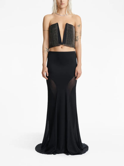 Beaded Plunge Tank Top