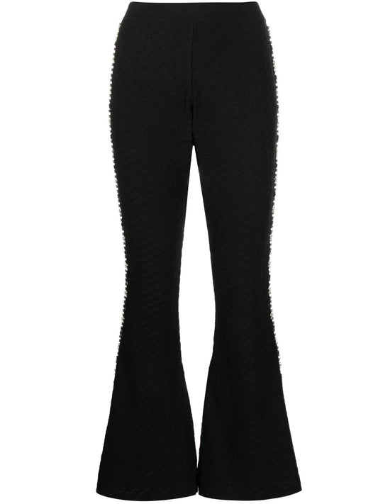 Knitted Embellished Flared Trousers