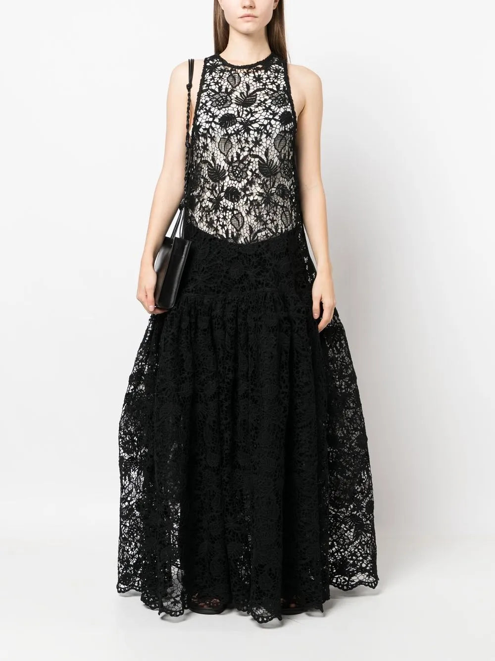 Sheer Pattern-Lace Gown