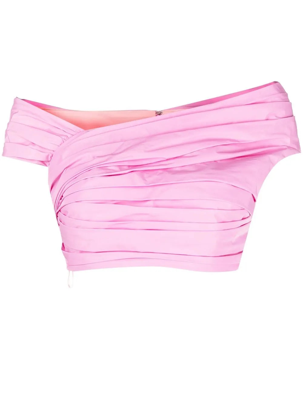 Pleated Off-Shoulder Cropped Top