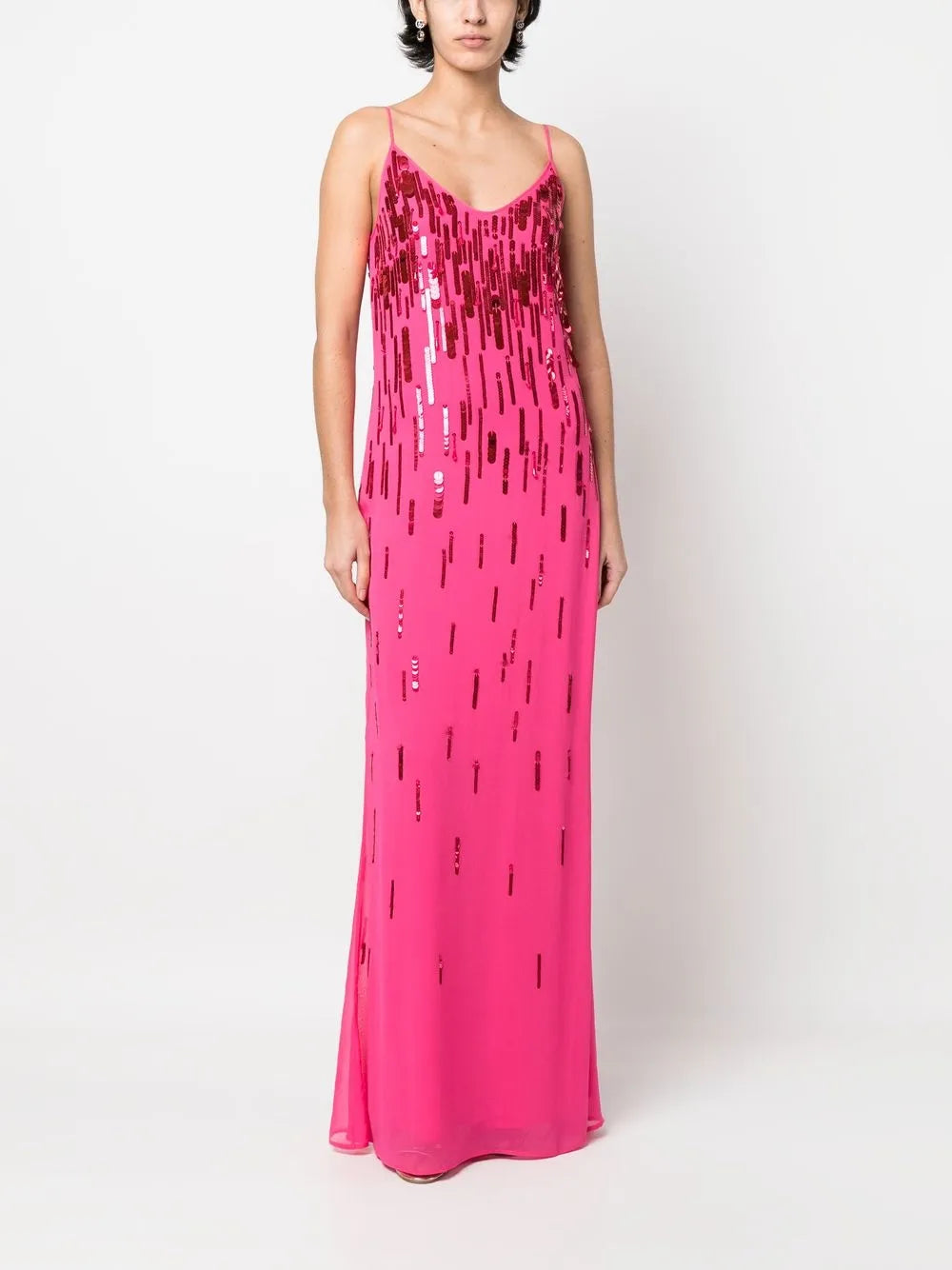 Sequin-Embellished V-Neck Gown