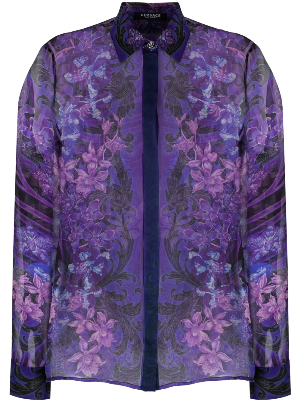Floral-Print Silk Blouse